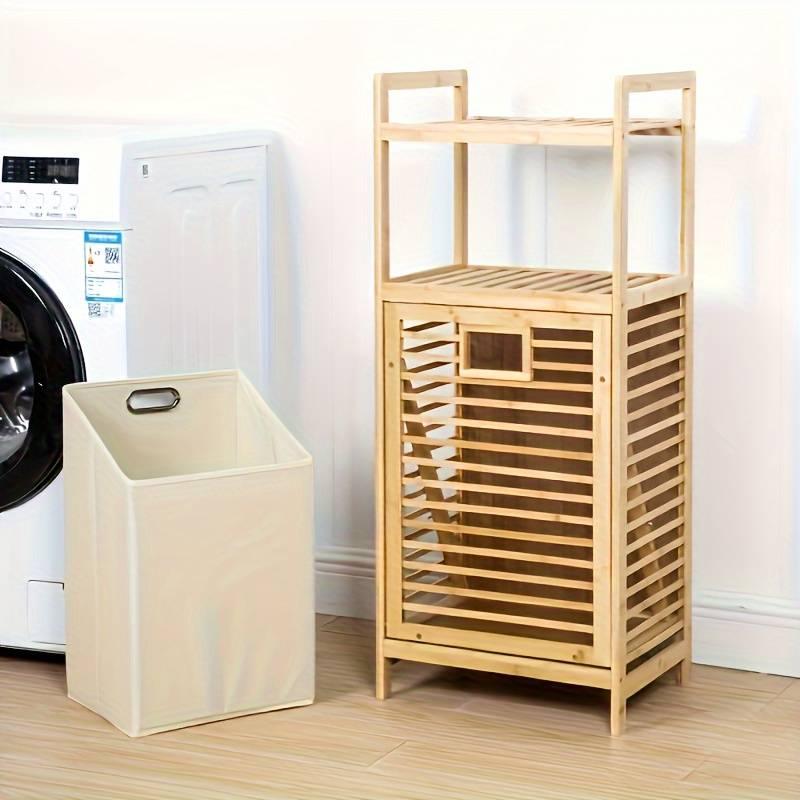 Cesto de roupa suja de bambú contemporâneo multi compartimentos