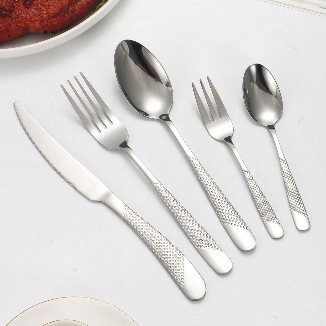 Conjunto de Talheres Prata em Aço Inoxidável 30 Peças Luxo