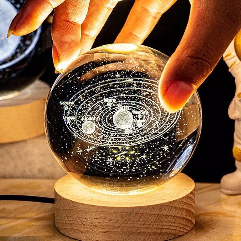 Luminária Decorativa Espacial Luz Noturna 3D Bola Cristal