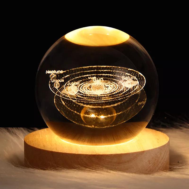 Luminária Decorativa Espacial Luz Noturna 3D Bola Cristal