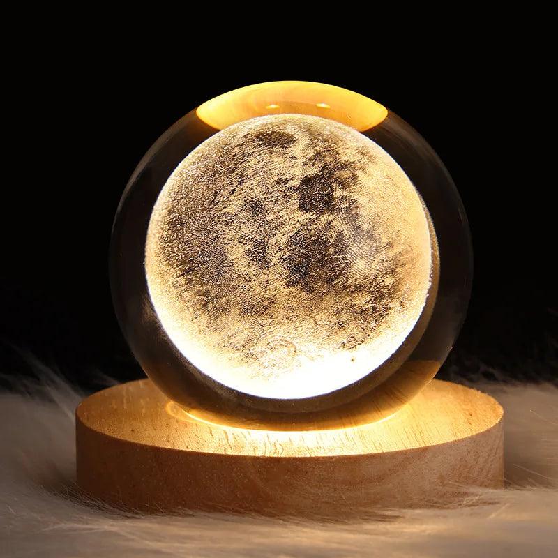 Luminária Decorativa Espacial Luz Noturna 3D Bola Cristal