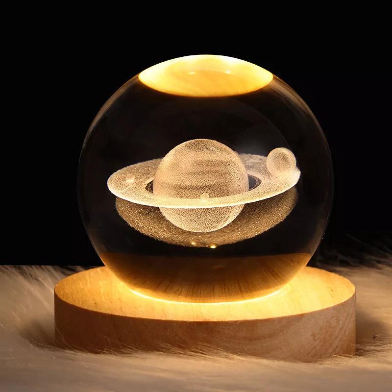 Luminária Decorativa Espacial Luz Noturna 3D Bola Cristal
