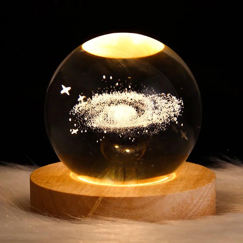 Luminária Decorativa Espacial Luz Noturna 3D Bola Cristal