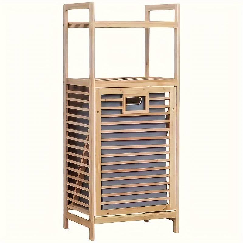 Cesto de roupa suja de bambú contemporâneo multi compartimentos
