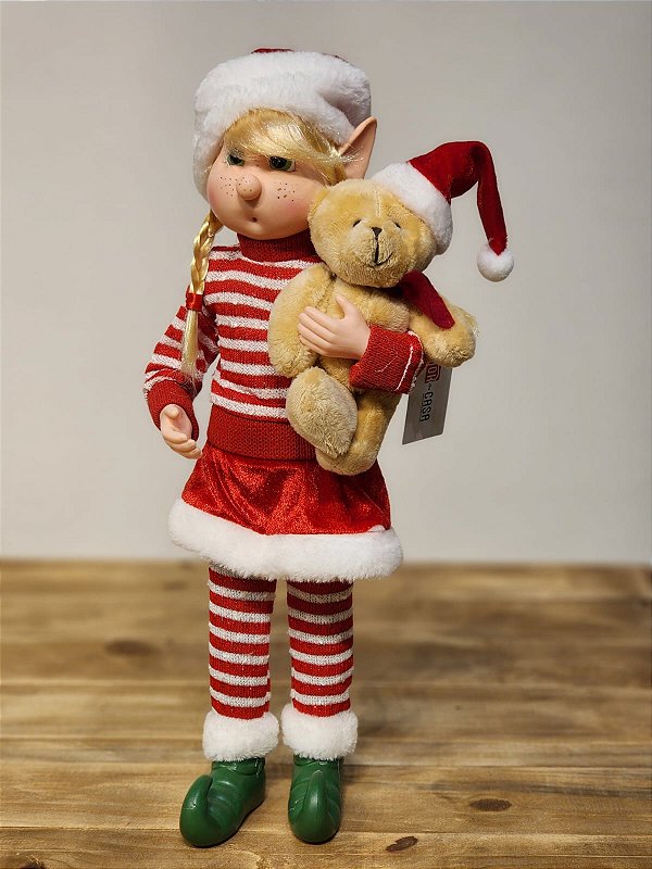 DUENDE EM PÉ VERMELHO E BRANCO 66CM