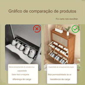 Armário de Sapatos de Bambu