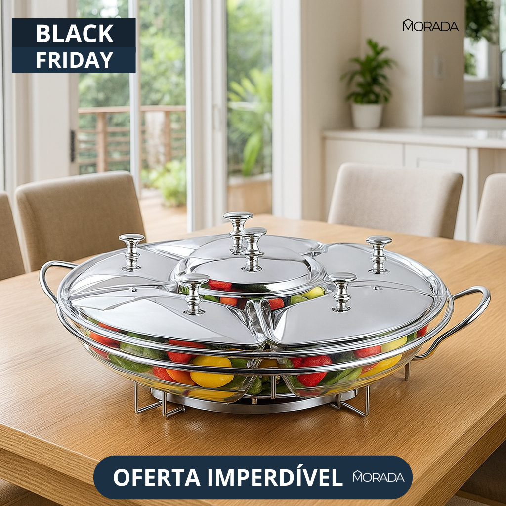 (PROMOÇÃO DE ANO NOVO) Rechaud Giratório Premium 52cm – Elegância e Praticidade na Sua Mesa