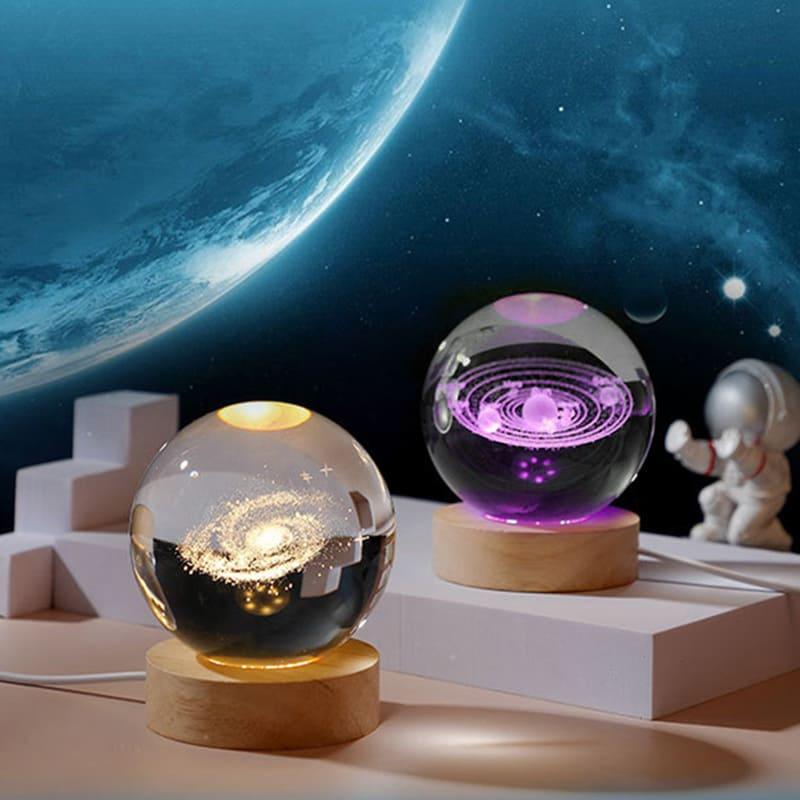 Luminária Decorativa Espacial Luz Noturna 3D Bola Cristal