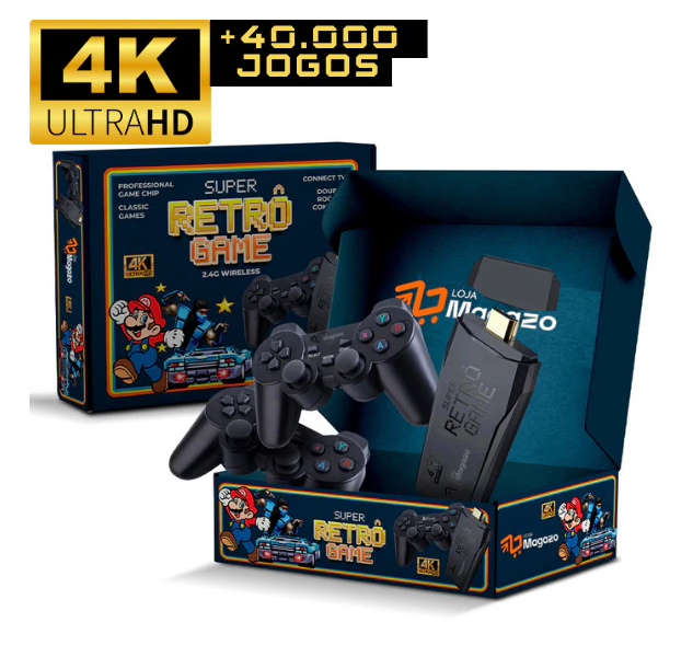Super Retrô Game 4K HD 40.000 Jogos + (2 Controles de Brinde)