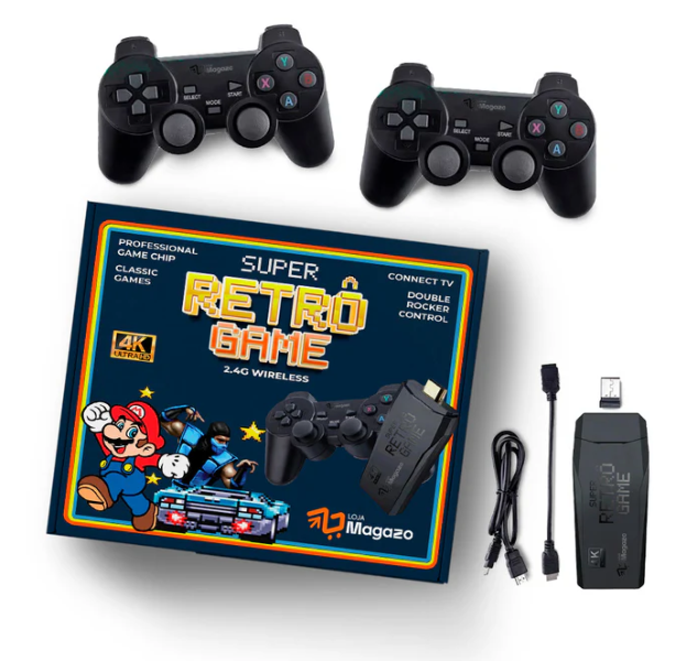 Super Retrô Game 4K HD 40.000 Jogos + (2 Controles de Brinde)